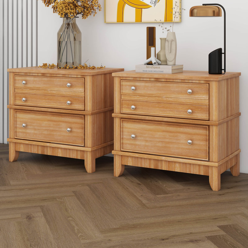 Table d'appoint 3 tiroirs 3 tiroirs pour salon, couloir, vestibule, table de chevet en bois 3 tiroirs Hazel