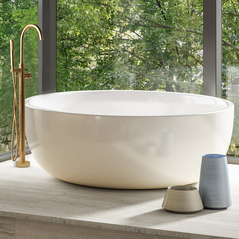 Twin Set 52.5'' L Freestanding Soaking Bathtub, Gloss White
