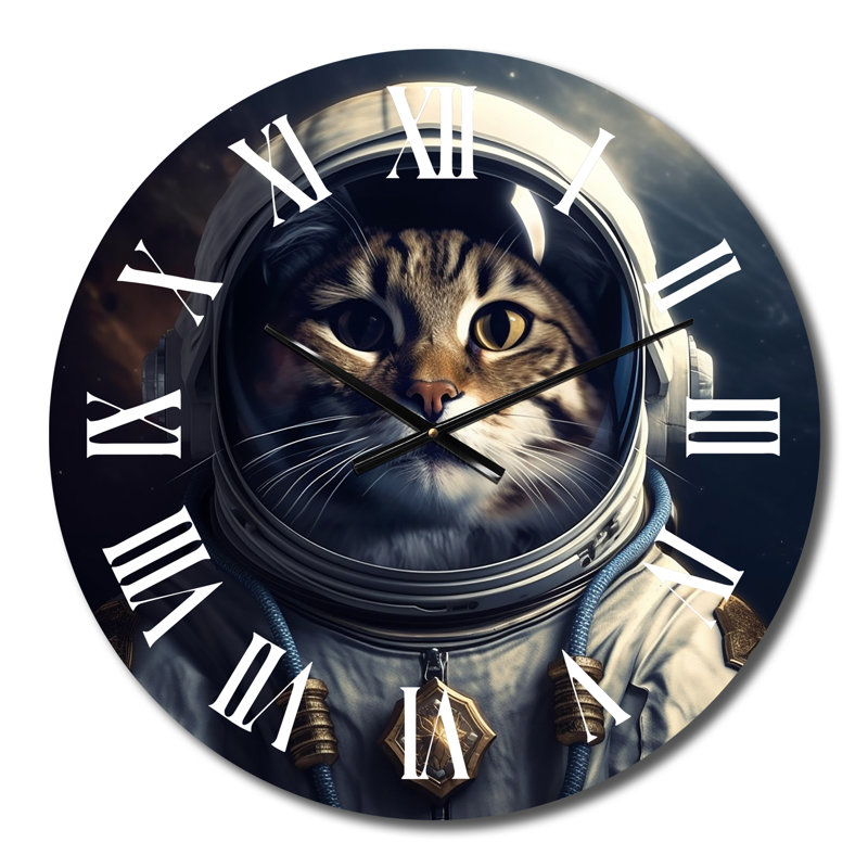 Space Cat Photography I Metal Wall Clock, Medium