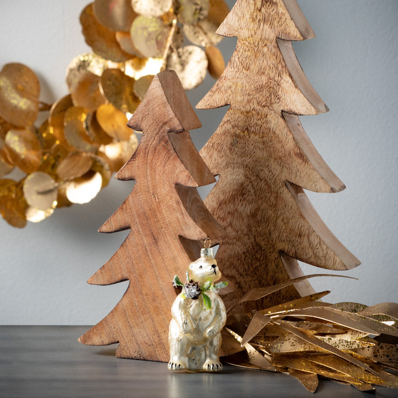 2 Piece Mango Wood Tree Accents Set