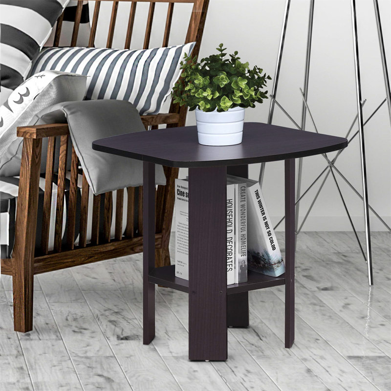 Table de bout compacte en noyer foncé - Design contemporain élégant et peu encombrant