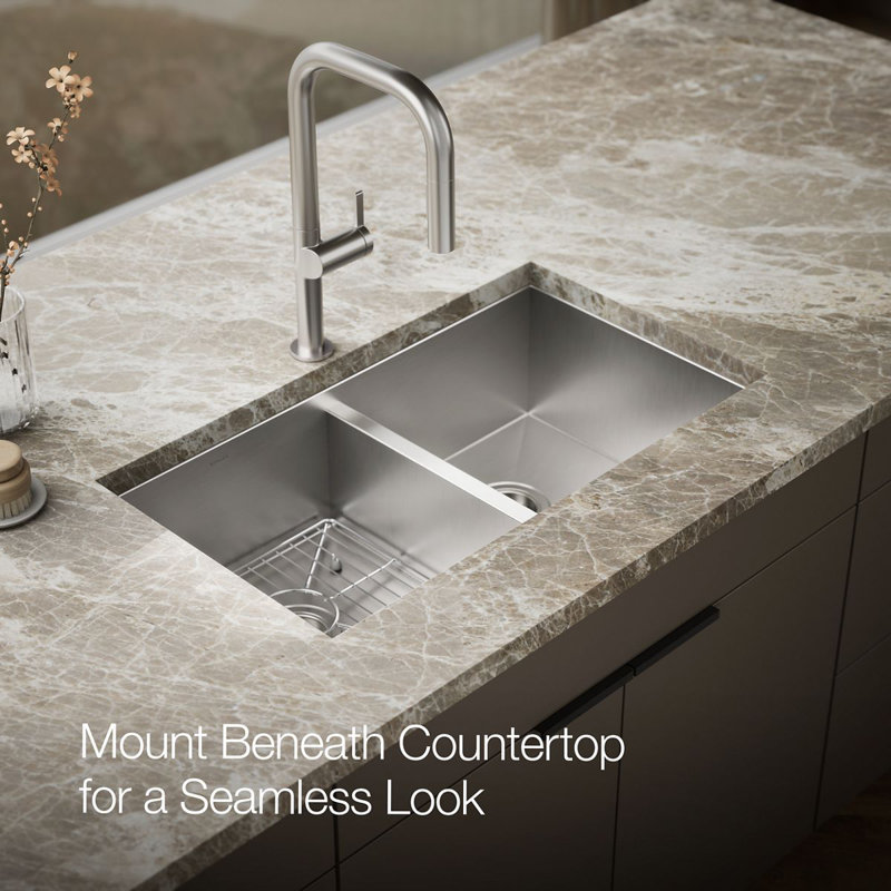Vault™ Double Bowl Kitchen Sink with Single Faucet Hole, 1 Hole