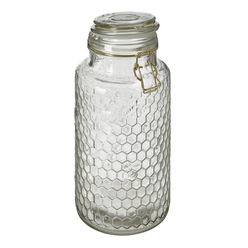 Glass Jar, Rose Gold Wire/Clear Seal, 24cm H x 13cm W x 13cm D