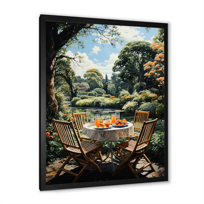 «Food Picnics Pointillism Dot II - Food & Beverage», reproduction d'art sur toile, Cadre photo noir