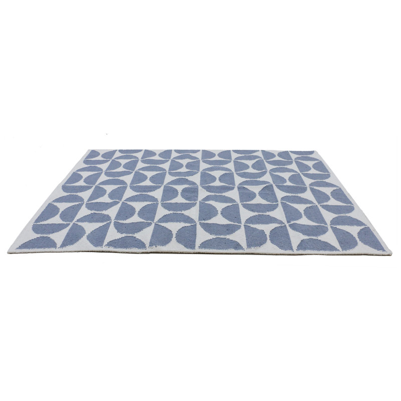 Geometric Area Rug in Deep Ocean Blue, Rectangle 9' x 12'