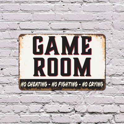 Game Room Street 8 Inch x 12 Inch Plastic Sign