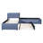 L-Shaped Upholstered Platform Bed With Trundle And Two Drawers Linked With Built-In Desk
