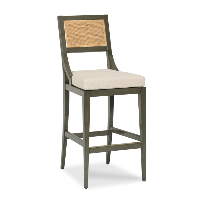 Salvador Upholstered Stool with Solid Wood Frame, Counter Stool (23.5" Seat Height), Black/Natural 
