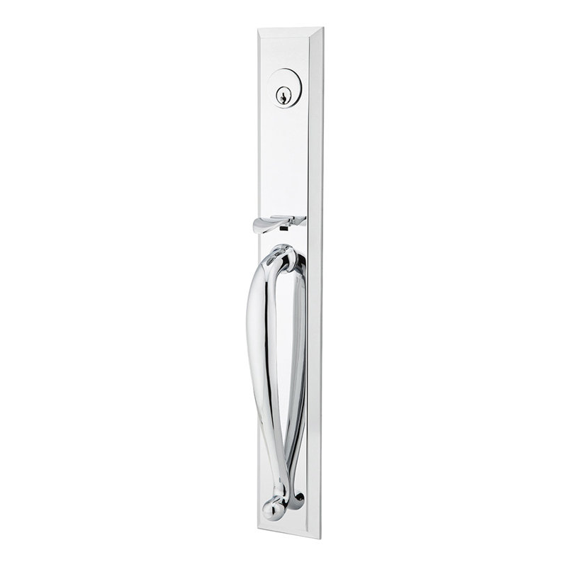 Emtek Jefferson Full Length Single Cylinder Tubular Entryset, Polished Chrome, Athena Lever, Left Handed