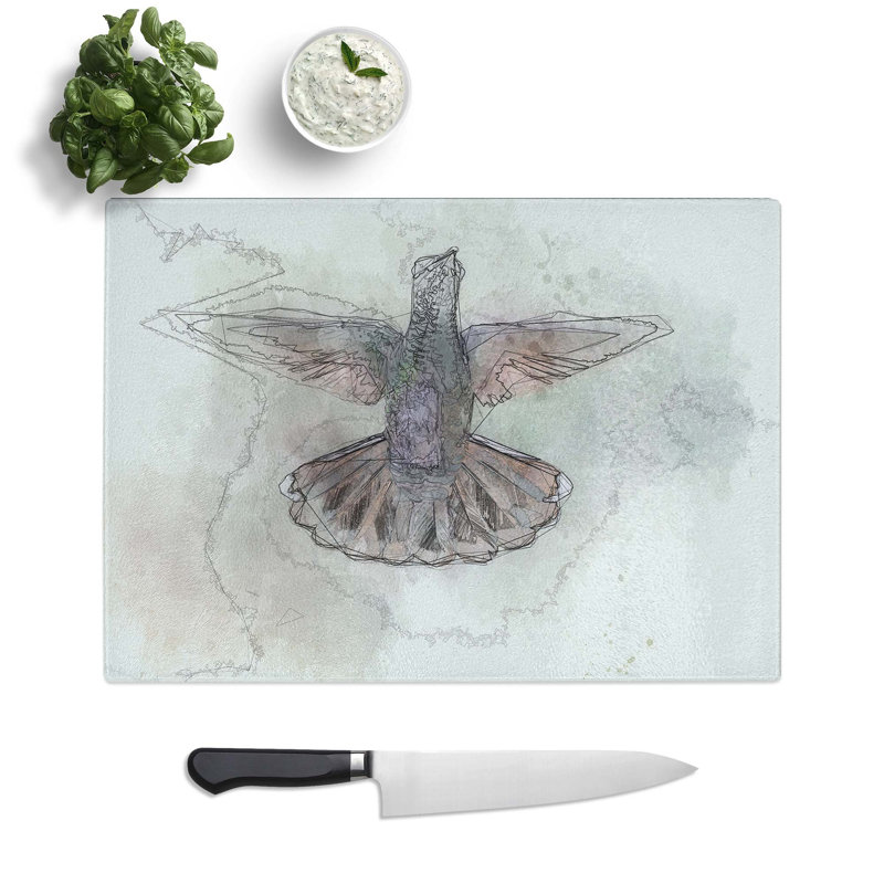 Tempered Glass Wings of a Hummingbird in Abstract Chopping Board, 39 cm W x 28.5 cm L