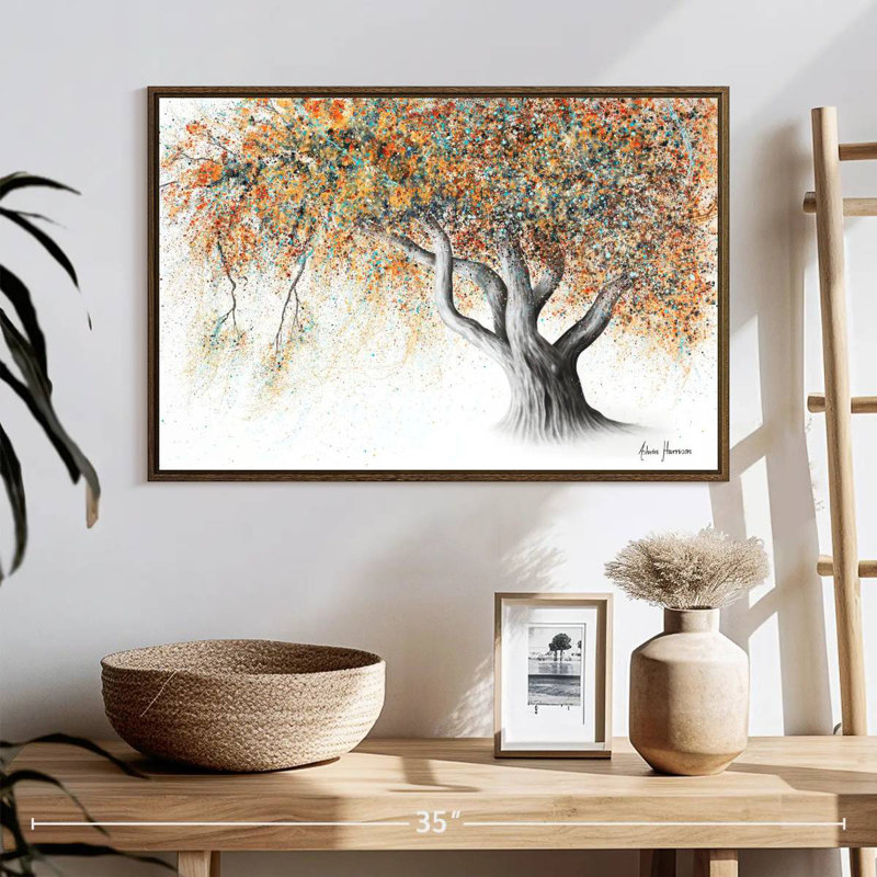 Rusty Autumn Tree, 25" X 17", Floating Frame Walnut