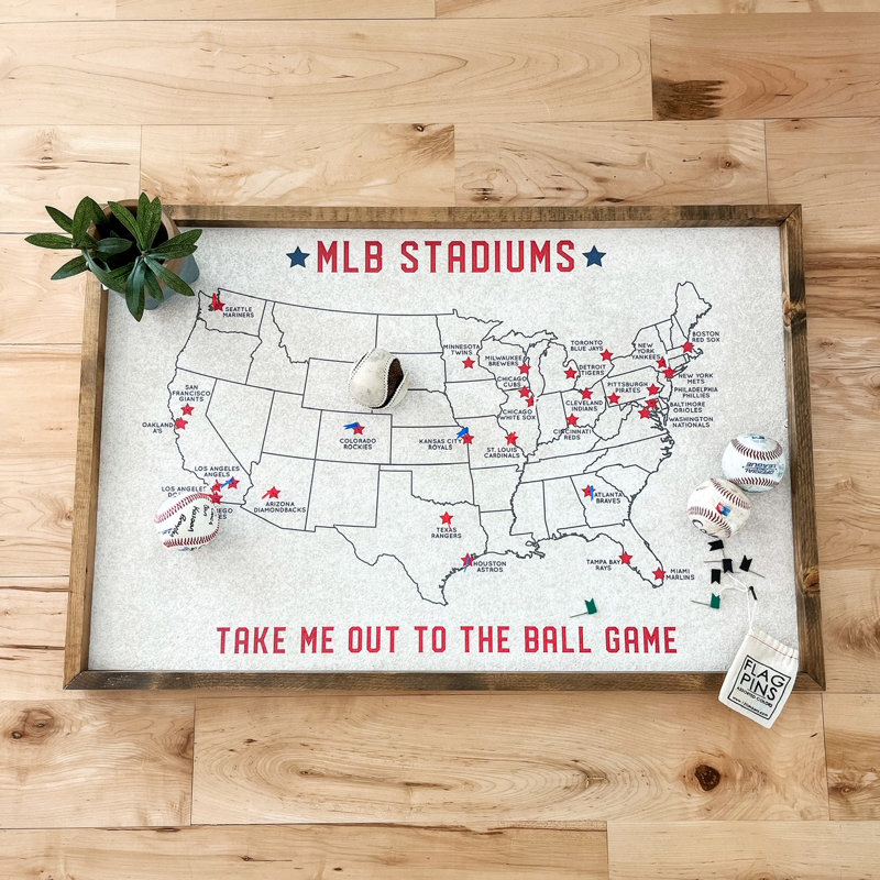 " Mlb Stadium Map ", 24" H x 36" W x 1.5" D