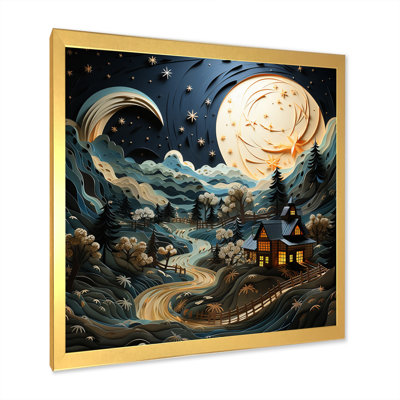 Paysage avec grange au clair de lune - impression