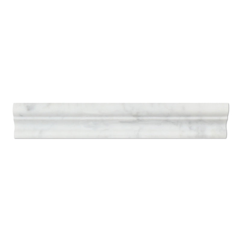 White Carrara 2" x 12" Crown (Mercer) Molding Marble Look Wall Molding