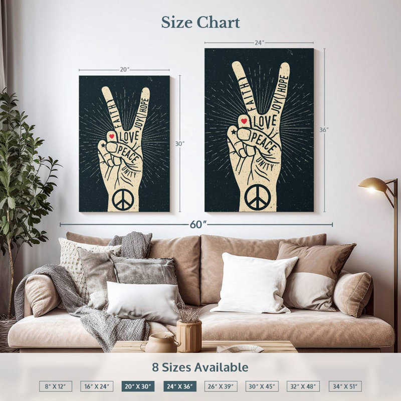 Khadjiah Peace Sign Typography, 36" H x 24" W