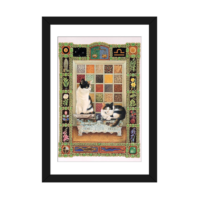 Libra Clea and Lily par Ivory Cats - impression sur toile tendue, H 24 po x l 16 po x P 1 po, Papier d'art encadré noir