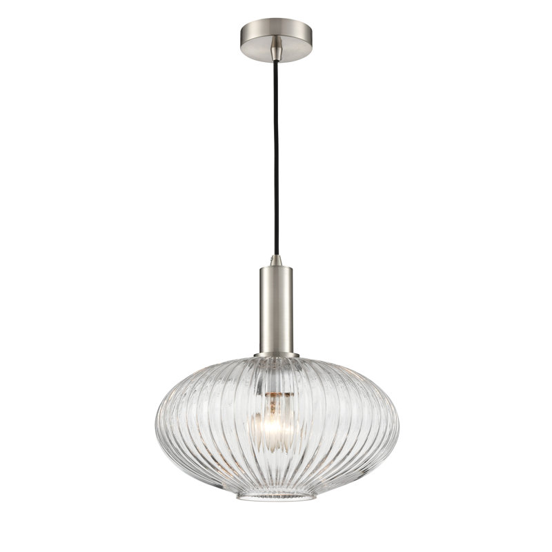 Aljandro 1 - Light Single Pendant, Satin Nickel, White, 16.6cm H x 9.6cm W x 9.6cm D