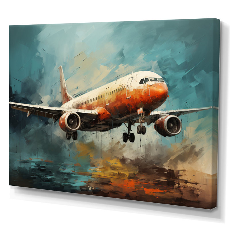 Voyage en avion sur toile, H 30 po x l 40 po x P 1,5 po, Toile tendue