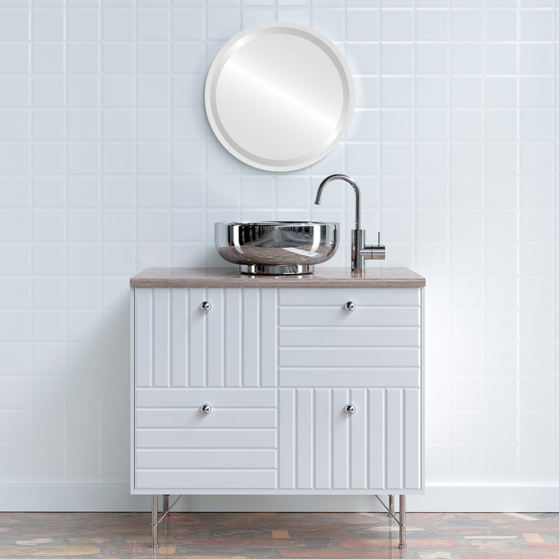 Miroir d'appoint Campblin, Blanc lin, H 31,12 po x l 31,12 po