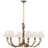 Provenz 32" 6 Light Chandelier In Plaster White With Linen Shades