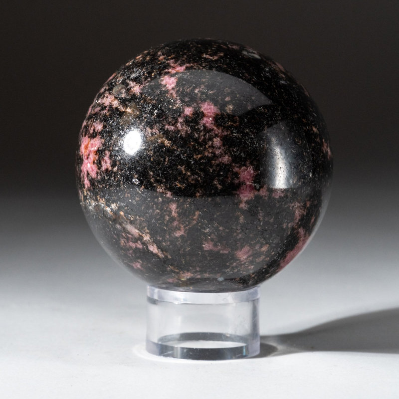 Polished Polychrome Sphere from Madagascar, 2.75" H x 2.75" W x 2.75" D, Gray/Black