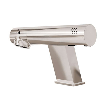 Robinet sans contact commercial en nickel satiné activé par un capteur de conception moderne et durable
