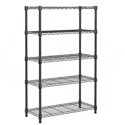 Étagère grillagée en acier robuste à 5 niveaux de 1250 lb pour la maison, la cuisine et le bureau (P 13,8 po x l 23,6 po x H 62,4 po)