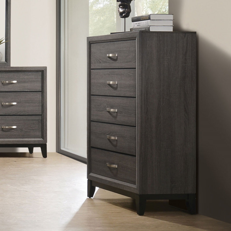 Mobilier de chambre à coucher de style contemporain à deux tons avec pieds en bois et barre de nickel de style contemporain