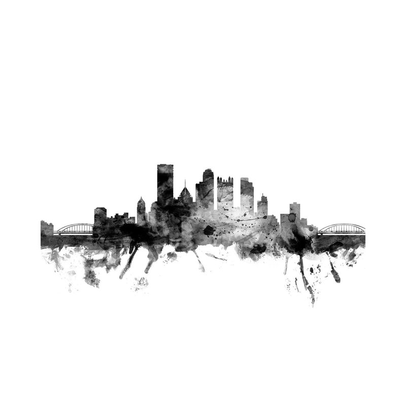 Pittsburgh, Pennsylvania In Black And White by Michael Tompsett - Wrapped Canvas Gallery-Wrapped Canvas Giclée