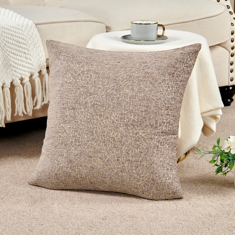 Embroidered Reversible Pillow Cover, Light Brown