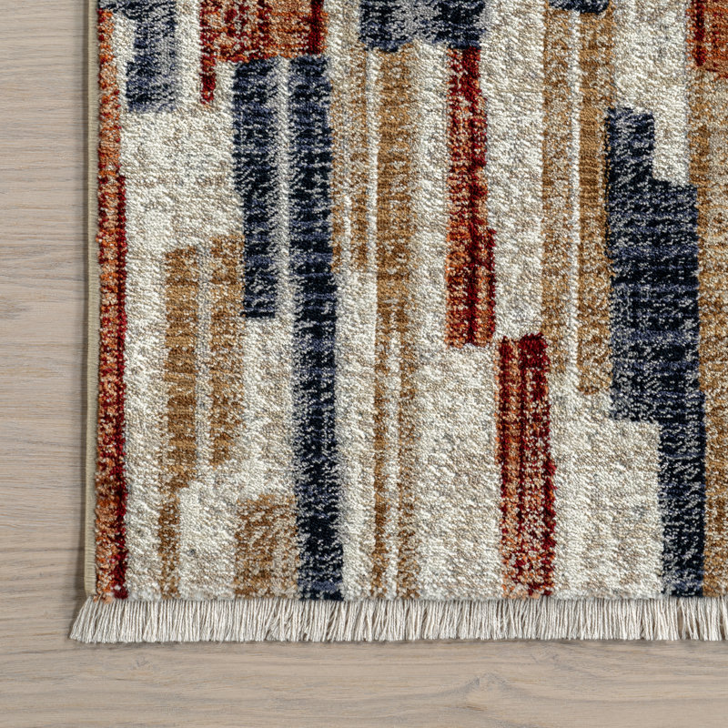 Multicolor Synthetic 5' x 7' Rectangular Striped Area Rug