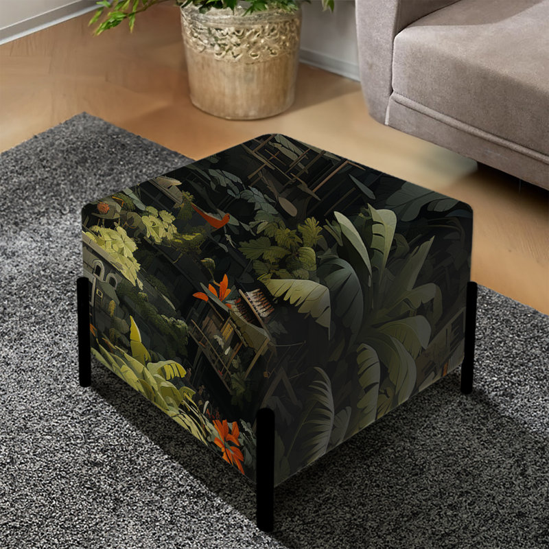 Urban Jungle Collage - Repose-pieds carré tropical