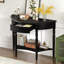 Console rustique demi-lune avec tiroir et tablette-1841738946