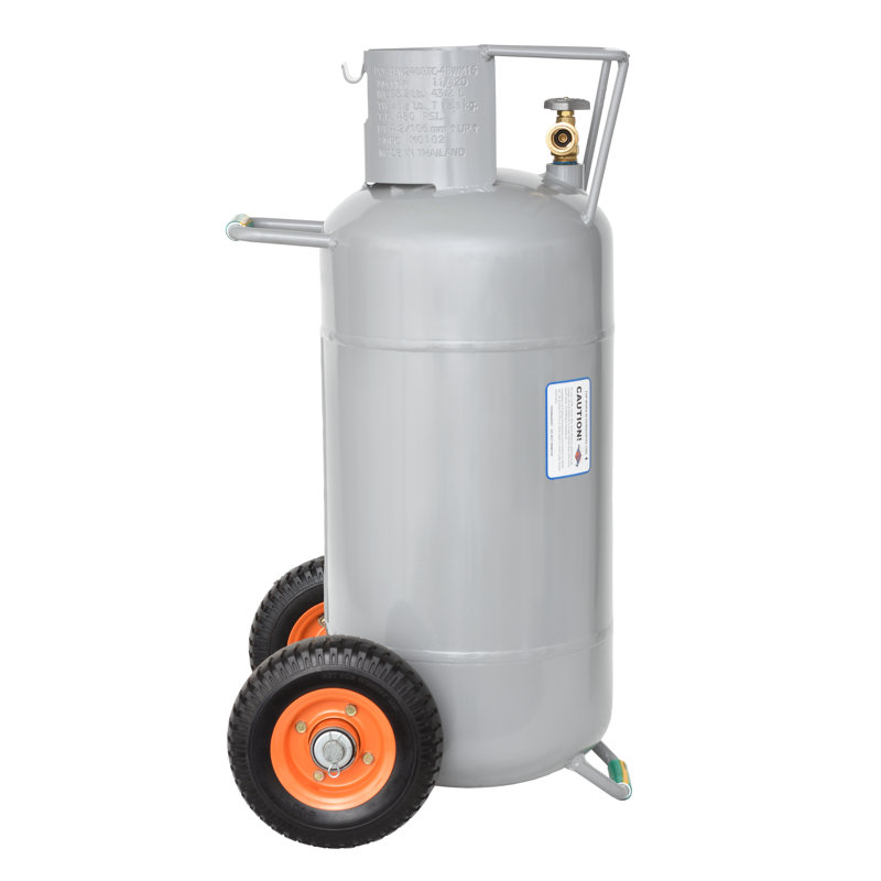 Flame King 40LB Empty Horizontal & Vertical Propane Tank LP Cylinder with Dolly Cart Wheels