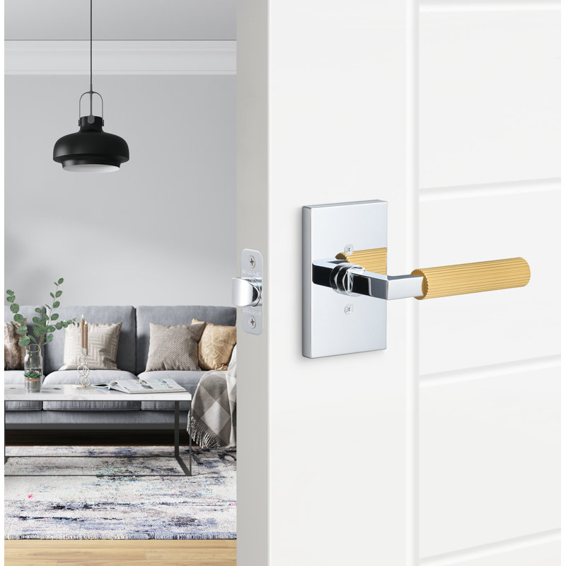 Levanto Passage Rosette, Straight Knurled Grip, Matte Black/Satin Nickel