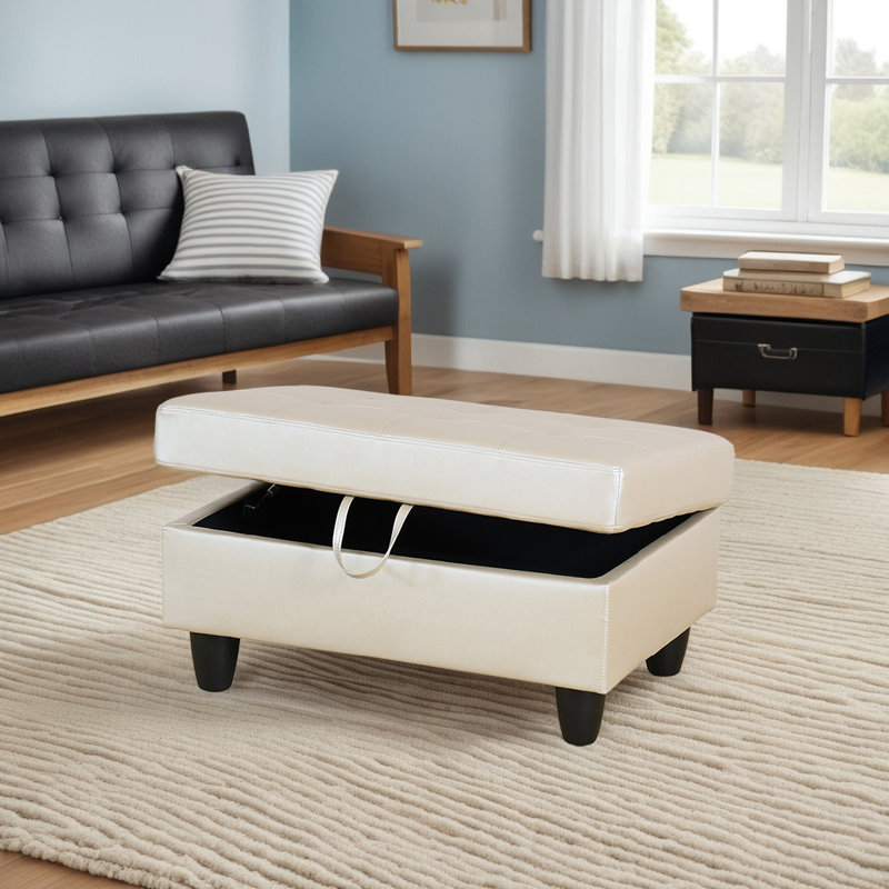 Repose-pieds avec rangement en faux cuir, Gris clair vif