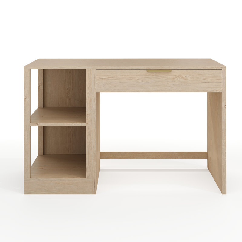 Martha Stewart Kayden Modular Single-Drawer Desk And 2 Tier Shelf, Brown