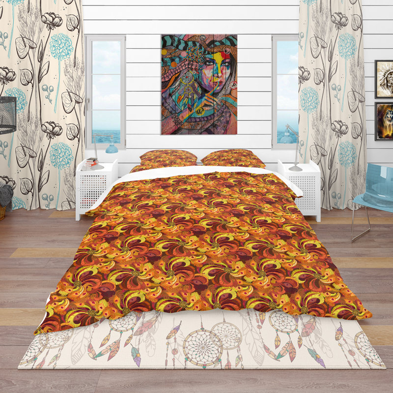 Ensemble de housse de couette bohème et éclectique, Housse de couette double / grand et 2 taies