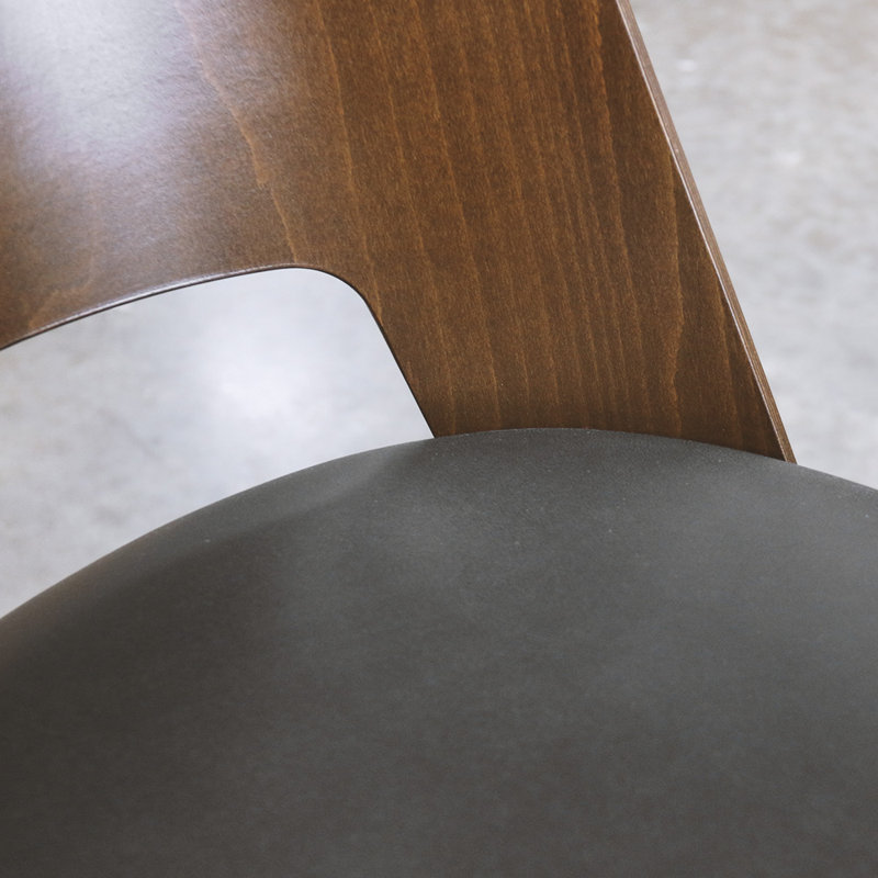 43 Wood Back Side Chair, Gray, Walnut