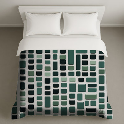 Housses de couette vertes à carreaux rectangulaires