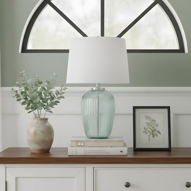 Lampe de table en verre D16x27 "