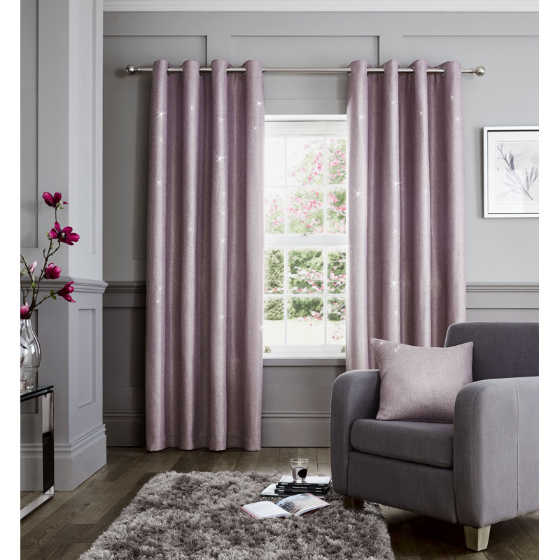 Glamour Weave Eyelet Room Darkening Curtains, Heather, 168 W x 137 D cm
