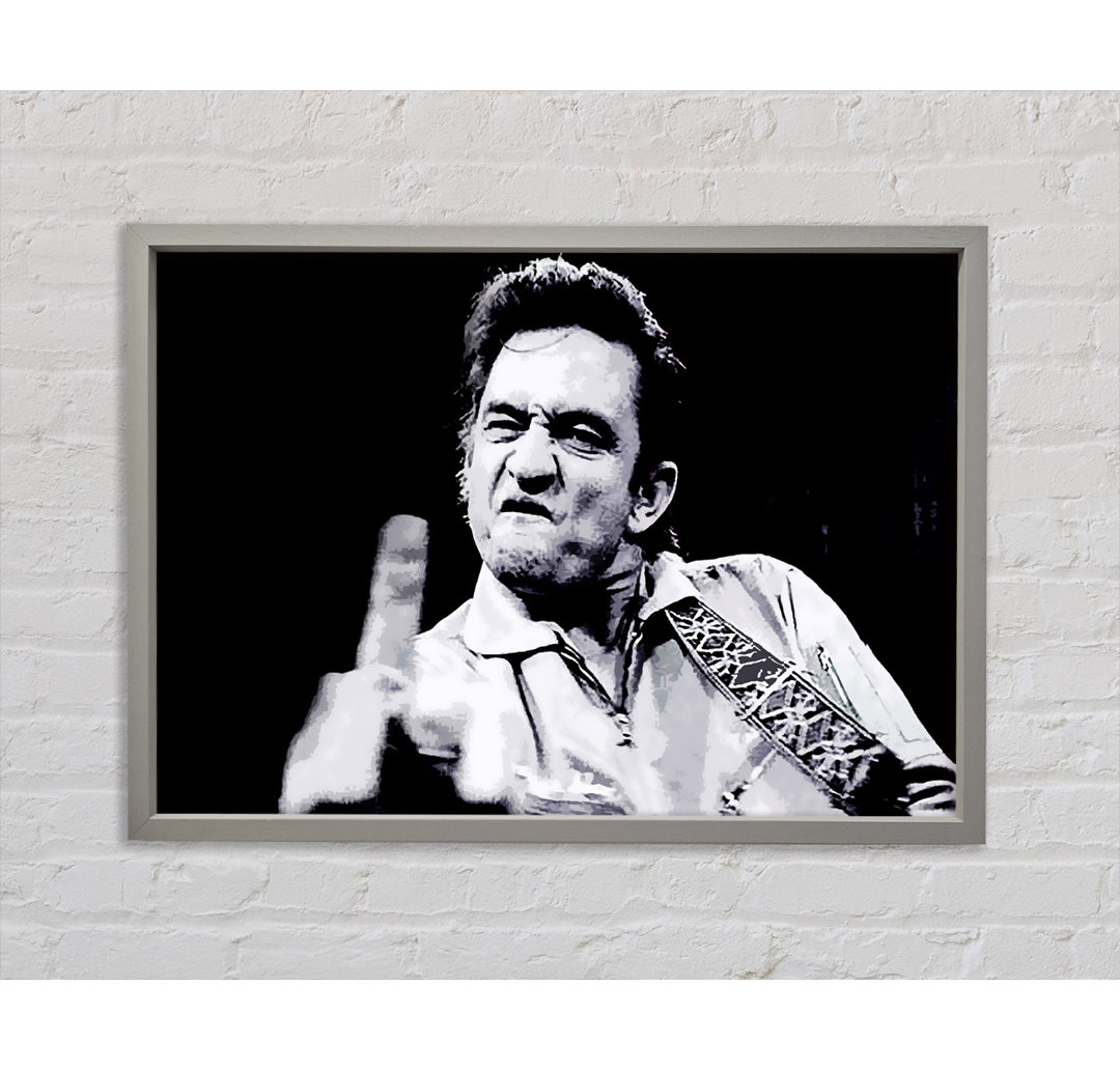 Johnny Cash Finger Schwarz und Weiß - Druck