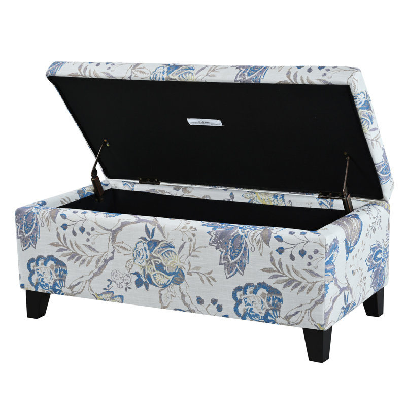 Repose-pieds de luxe avec tissu à motif floral, charnières à fermeture en douceur, repose-pieds et siège multifonctionnels pour le salon, compartiment caché pour la chambre à coucher pour les couvertures / oreillers