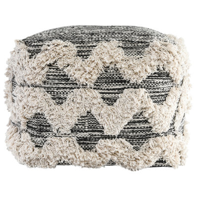 18" Wide Square Geometric Pouf Ottoman