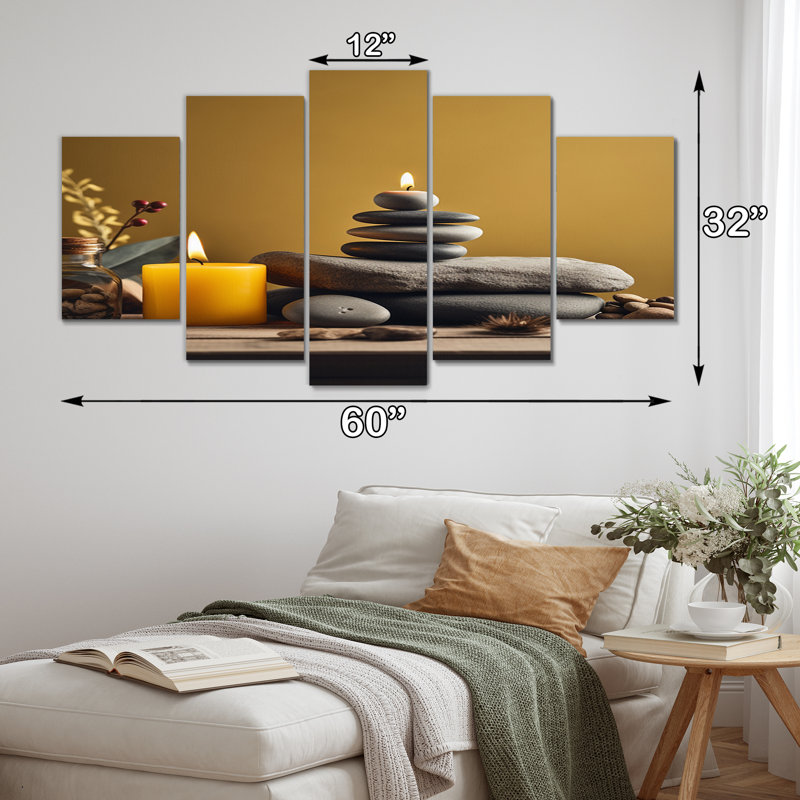 Reproduction d'art sur toile en pierre spirituelle - 5 panneaux