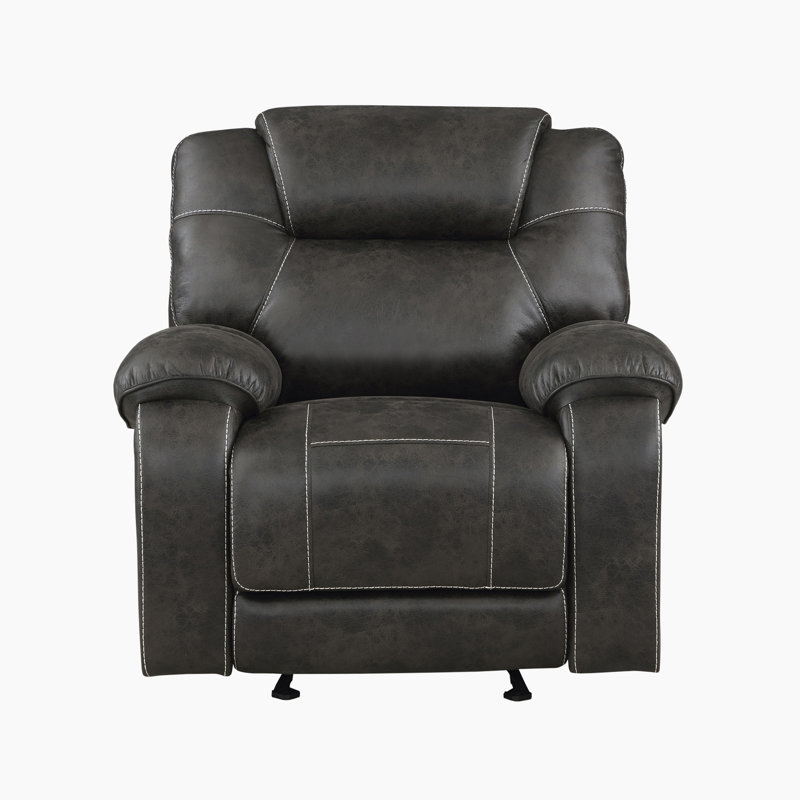 Yasminda 40" Transitional Polished Microfiber Glider Reclining Chair with Gentle Gliding, Durable Support & Foam Over Coils