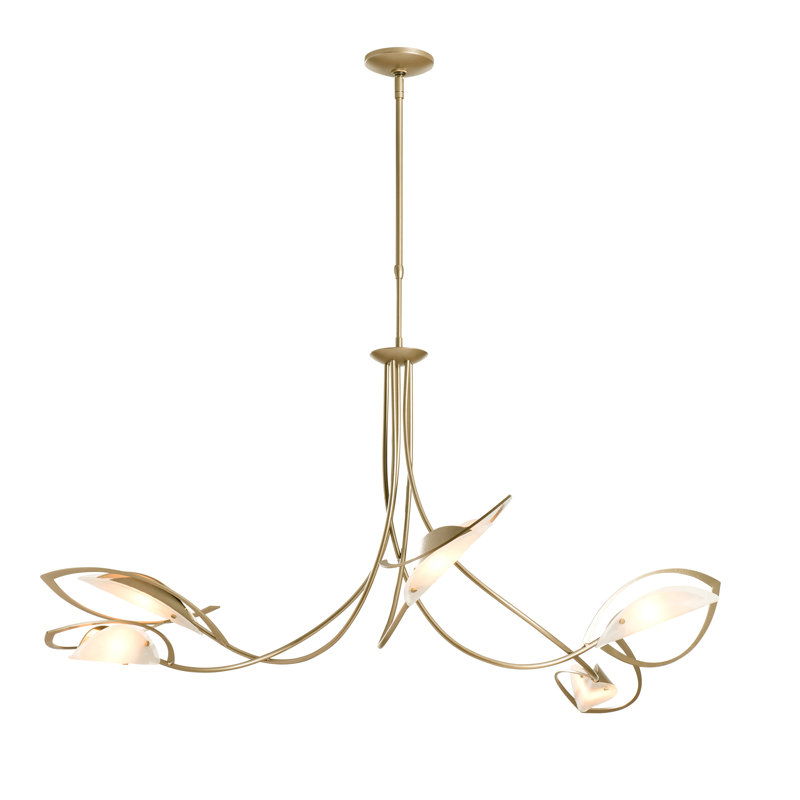 Lustre géométrique unique à 5 lumières Aérien, Laiton moderne, H 22,4 po x l 47,5 po x P 47,5 po