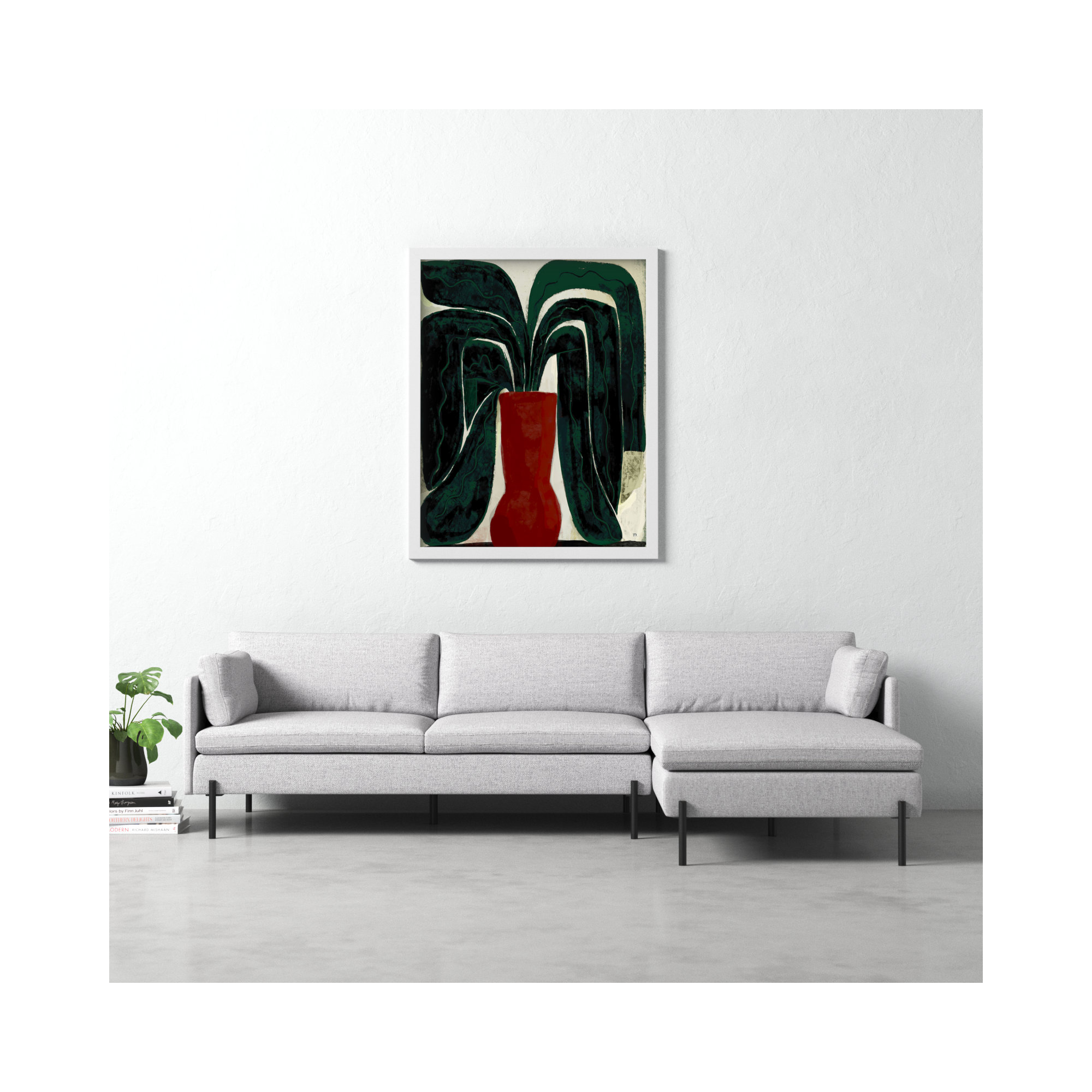 Plant #8 by StudioM, White, 50" H x 40" W x 1.25" D