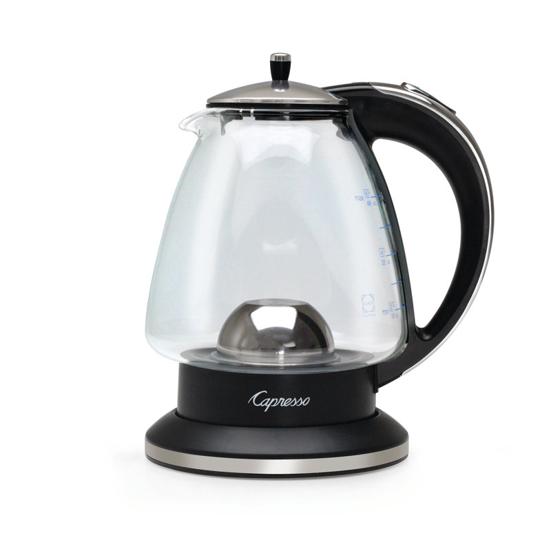 Capresso 48 oz Black and Chrome Glass Electric Kettle